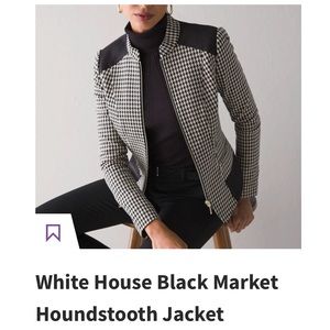 White House Black Market WHBM Zip Front Houndstooth Jacket Women’s Sz 6